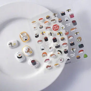 Samolepky na nehty Samolepící konvexní vzory KAWAII SUSHI