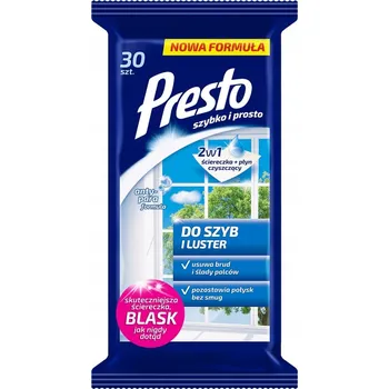 Presto vlhčené ubrousky na okna a zrcadla 30 ks