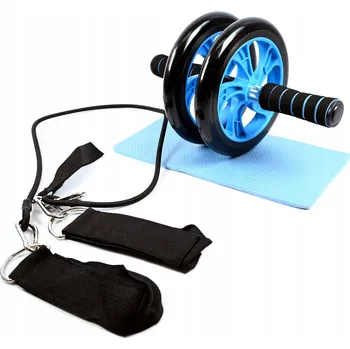 Dvojité kolečko na cvičení s podložkou + gumy AB wheel