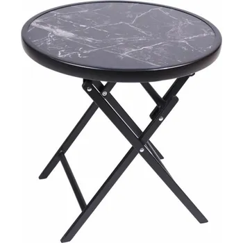 Zahradní stůl Zahradní bistro stolek, skládací, Ø 45 cm, černý mramor