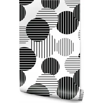 Fototapeta Dekorativní tapeta do obýváku černo-bílé kruhy