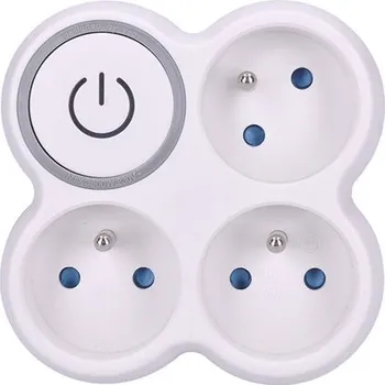 Stavebniny SOLIGHT - rozbočka 3x 10A, bílá-šedá, vypínač