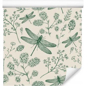 Fototapeta Tapeta do jídelny Rostliny KVĚTY Bez Příroda Listy Vážky Styl Vintage