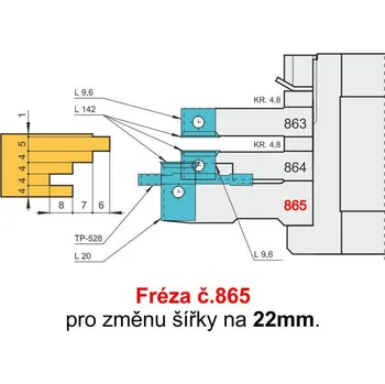 Frézka Fréza č. 865 pro obložkové zárubně s VBD - změna na 22mm