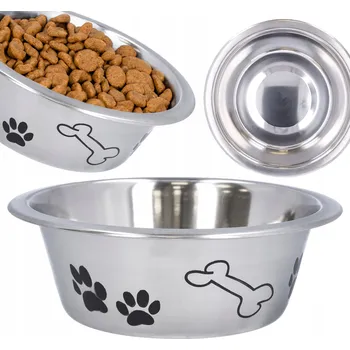 Miska pro psa Misky pro psa kočku kovová na krmivo a vodu z oceli 0,75l stříbrná Ø16 cm