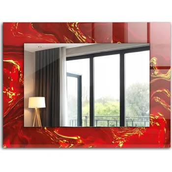 Zrcadlo Stylové Zrcadlo Glamour Moderní Loft 80x60 cm Abstraktní červená barva