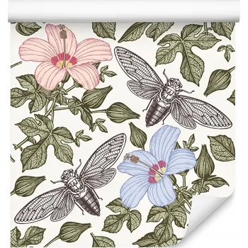 Fototapeta Tapeta do Ložnice KVĚTY Ibišek Skica Listy