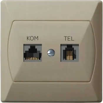 Elektrická zásuvka Internetová a telefonní zásuvka nástěnná Ospel béžová