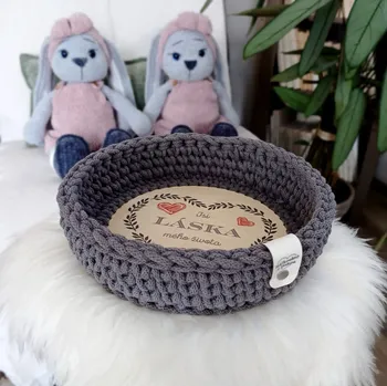Ručně háčkovaný košíček - tác - Vyznání mé lásce 20cm