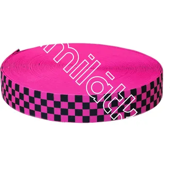 Textilie Pruženka fuchsiová černá kostka 4 cm