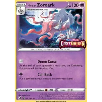 Karetní hra Hisuian Zoroark 076/196 - Lost Origin Stamped Typ karty: Holo