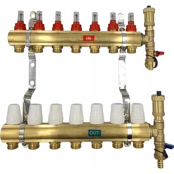 rozdělovač topení GOSHE ROZDĚLOVAČ PRO PODLAHOVÉ TOPENÍ 7 OKRUHŮ MOSAZNÝ