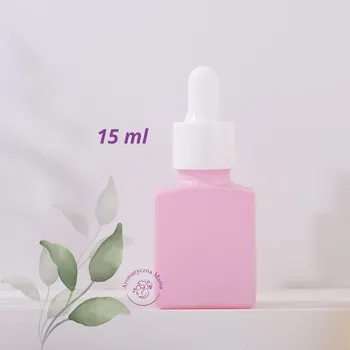 Skleněná lahvička s pipetou a kapátkem, matná růžová