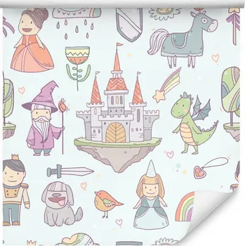 Tapeta Dětská pohádková tapeta, víly, draci, pejsci