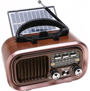 Bluetooth reproduktor Retro rádio Golon s plným rozsahem FM/AM/SW, přenosný reproduktor, solární napájení