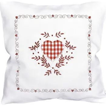 Polštář Návlek na polštář, Srdce a káro, bílý, 40 x 40 cm