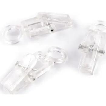 Uchycení záclony a závěsu Žabky na záclony plastové s háčkem 10 kusů - 1 transparent