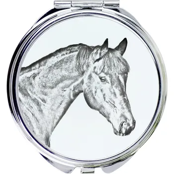 Kosmetické zrcátko Hnědý kůň - kapesní zrcátko s koněm, personalizované zrcátko do kabelky