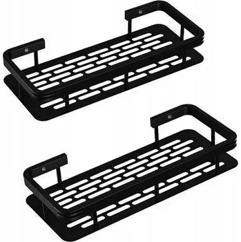 Drátěná police Kovová POLIČKA do SPRCHY Černá LOFT Dvojitá 2x