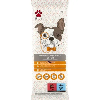 Kosmetika pro psa Petino univerzální vlhčené ubrousky pro zvířata na tlapky a srst, 33 ks