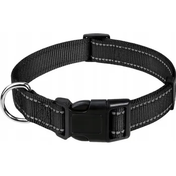 Obojek pro psa TagME Reflexní Nylonový Obojek pro Psa s Rychloupínací Sponou Černý XS