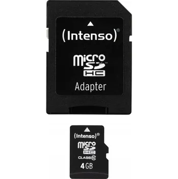 Paměťová karta MicroSD karta Intenso Class 10 4GB s adaptérem
