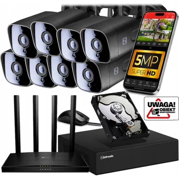 IP kamera Sada pro IP WiFi MONITORING 8 KAMER 5MPx Černá