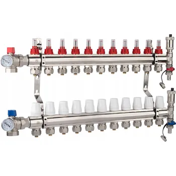rozdělovač topení X-HOME ROZDĚLOVAČ PODLAHOVÉHO TOPENÍ 11 PŘIPOJOVACÍCH FITINEK PEX VENTIL K