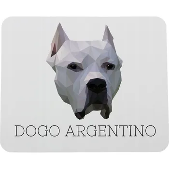 Obraz Argentinská doga, Dogo Argentino - geometrická podložka s fotografií a nápis
