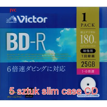 Optické médium JVC BD-R 25GB 6X Potisknutelné, tenké pouzdro CD 5ks