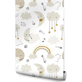 Fototapeta Dětská tapeta OBLÁČKY Měsíce Pohádka Hvězdičky