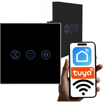 vypínač WiFi dotykový spínač/ovladač pro rolety Tuya, skleněný, černý