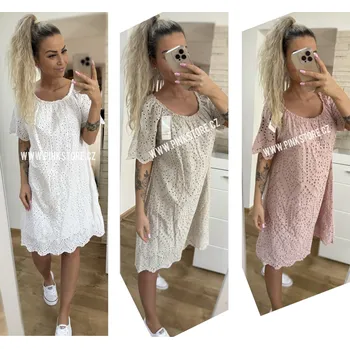 Dámské šaty Krajkové šaty Barva: Béžová