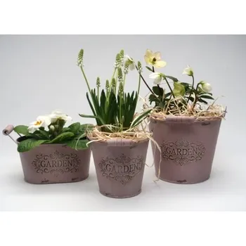 Květináč Plechové květináče - starorůžové - výprodej, Varianta Kyblíček 18 cm
