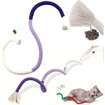 Hračka pro kočku Hračka pro kočky se šantou kočičí DKM Hračka pro kočky s provázkem fialová