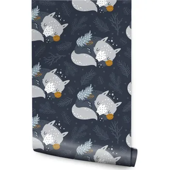 Fototapeta Dětská tapeta na zeď spící liška listí les