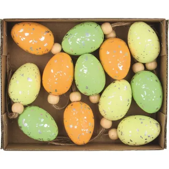 Velikonoční dekorace ANDĚL Vajíčka plastová na zavěšení 4 cm, 12 ks v krabičce