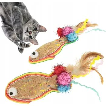 Hračka pro kočku Hračka pro kočky Wesoły Pupil Hračka pro kočky ETNICZNA z korka Z PIÓRKAM