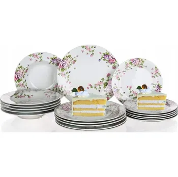 Talíř TALÍŘE S KVĚTINAMI 18dílná jídelní sada na oběd večeři dárek svátky box