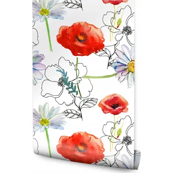 Fototapeta Tapeta do kuchyně květy máky sedmikrásky rostliny