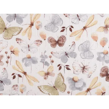 Bavlněná plenkovina / mušelín motýli Varianta: 1 (310T) béžová světlá, Balení: 1 m