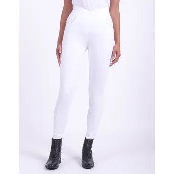 Jezdecké kalhoty Dámské legíny QHP Kathleen - se silikonovým sedem, 40 - Bílá