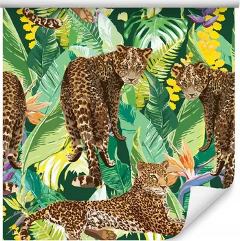 Fototapeta Tapeta leopardí divoké KOČKY tropická vegetace