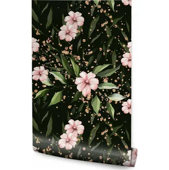 Fototapeta Dekorativní tapeta Růžové KVĚTY Příroda Listy 3D