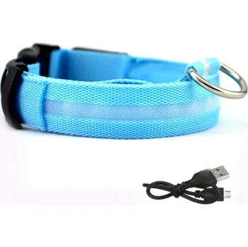 Obojek pro psa LED obojek pro PSY, voděodolný, nabíjení USB kabelem, MODRÝ, XL 52-60 cm