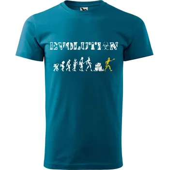 Pánská móda DOBRÝ TRIKO Pánské tričko s potiskem Evolution zombie Velikost: XL, Barva: Petrolejová