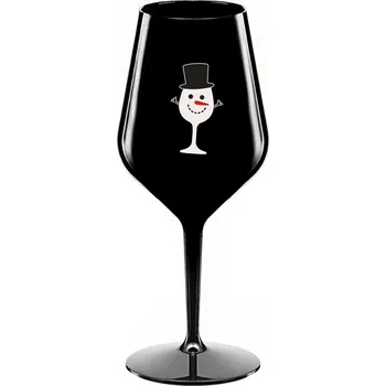 Sklenice SNĚHULÁČEK - černá nerozbitná sklenice na víno 470 ml