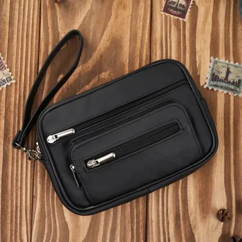 Kabelka Abruzzo Pánská kožená etue, elegantní, klasická, Abruzzo; černá