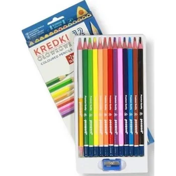 Set školních potřeb Kredki ołówkowe trójkątne + temperówka 12 kolorów
