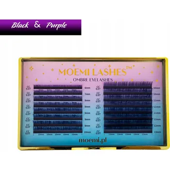 Umělé řasy Řasy Moemi Lashes Ombre Black&Purple 16 proužků C 0.10 MIX (6-13 mm)